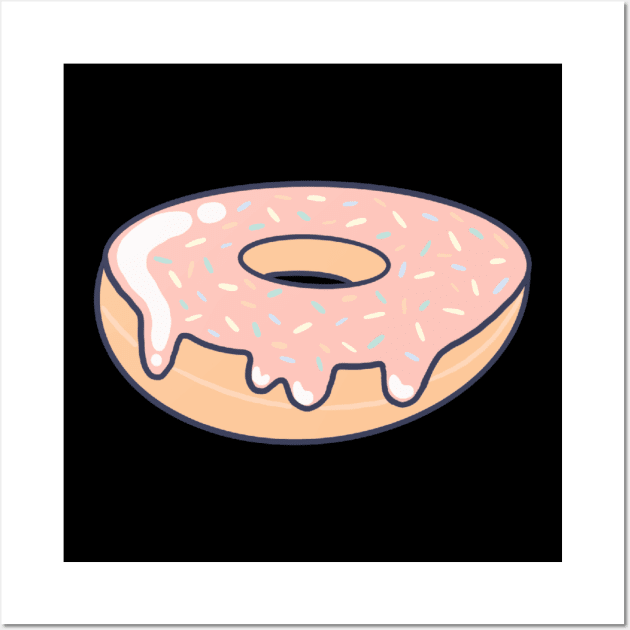 Pink Cartoon Doughnut With Multicolor Sprinkles Wall Art by LittleFlairTee